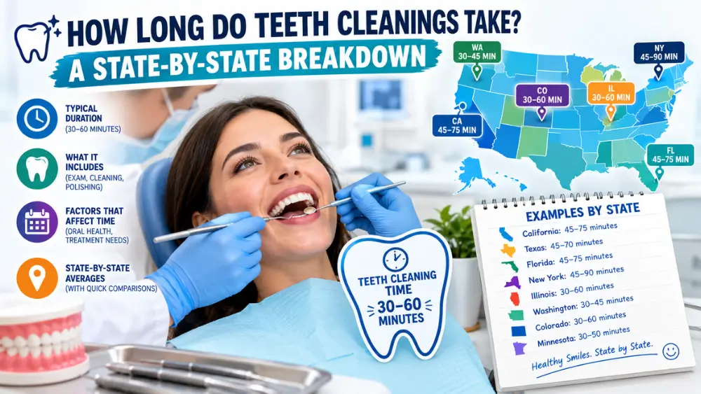 How long do teeth cleanings take? State-by-state dental cleaning times and duration guide