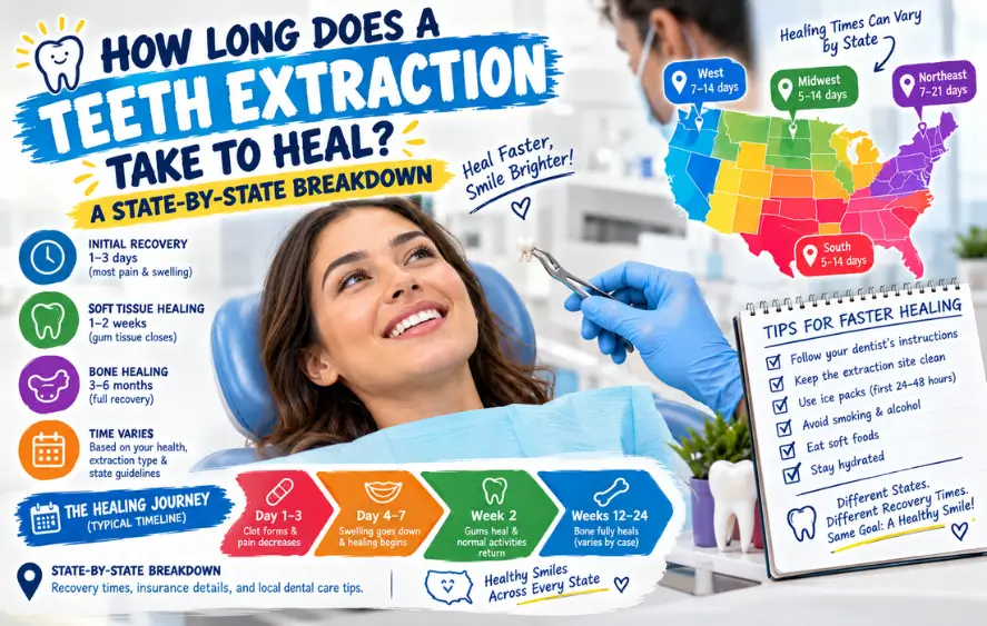 How long does tooth extraction take to heal? State-by-state recovery timeline and aftercare guide